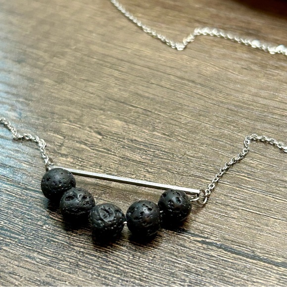 Silver Tone Iron Chain Lava Rock Diffuser Necklace - Picture 2 of 4